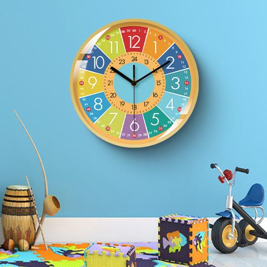Настенные часы Научного дизайна Легко читаемые Бесшумные не тикающие Цветные часы на батарейках Классная комната Детский сад Время обучения Инструмент