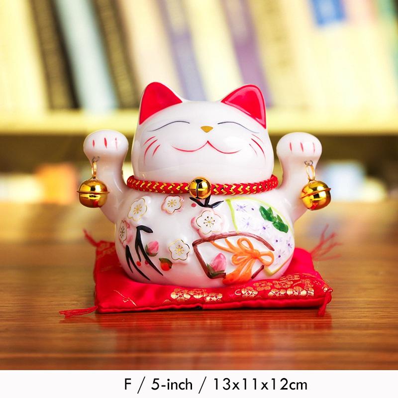 5-дюймовый Maneki Neko Lucky Cat Украшение Керамическая Статуэтка Кошки Удачи Домашний Декоративный Подарок Фэн-Шуй Призывающая Кошка Копилка