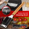 2Pcs Barbecue Brush 15 Inch BBQ Brush Kit Outdoor Effective Grill Cleaning Brush with Wood Handle and Scraper for Grill Cleaning