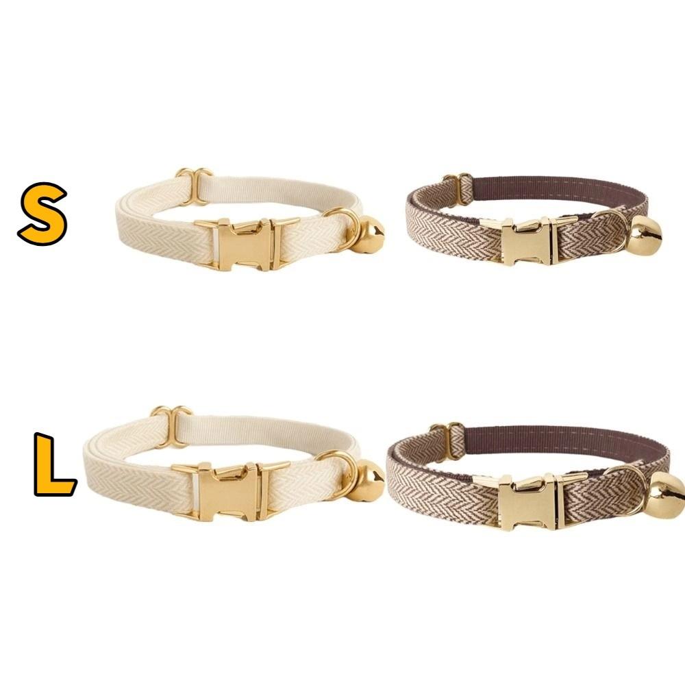 Solid Color Cat Collar with Bell Metal Buckle Pet Dog Collar Practical Pet ID Name Tag Pet Show