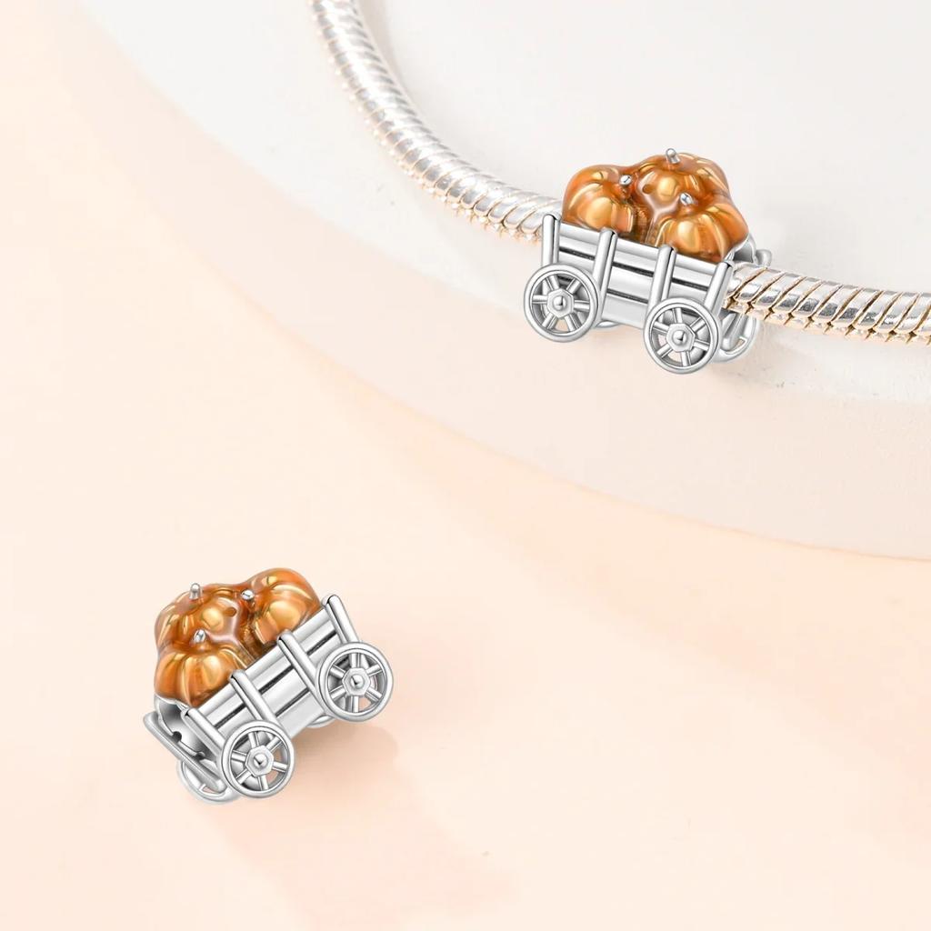 Autumn New Maple Forest Squirrel Pumpkin Car Charms Beads Fits Bracelets Bangle Luxury DIY Jewelry Making Women Gifts