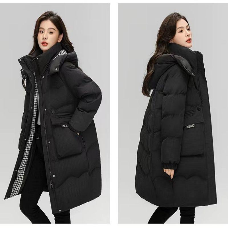 Женский элитный пуховик средней длины, зимняя свободная куртка на белом утином пуху