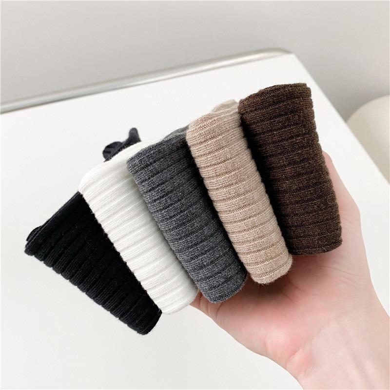 Soft Cotton Long Socks Women Autumn Winter Pure Color Knitted Stocking Skinny Casual Knee High Fluffy Warm Thicken Female Sock