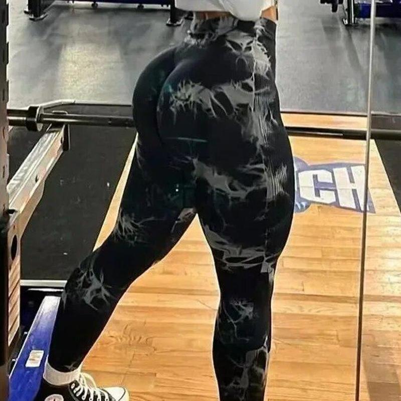 Бесшовные спортивные леггинсы с принтом тай-дай, женские спортивные леггинсы с эффектом пуш-ап для фитнеса, контурные брюки для йоги, женские тонкие эластичные леггинсы для бега, брюки 30164
