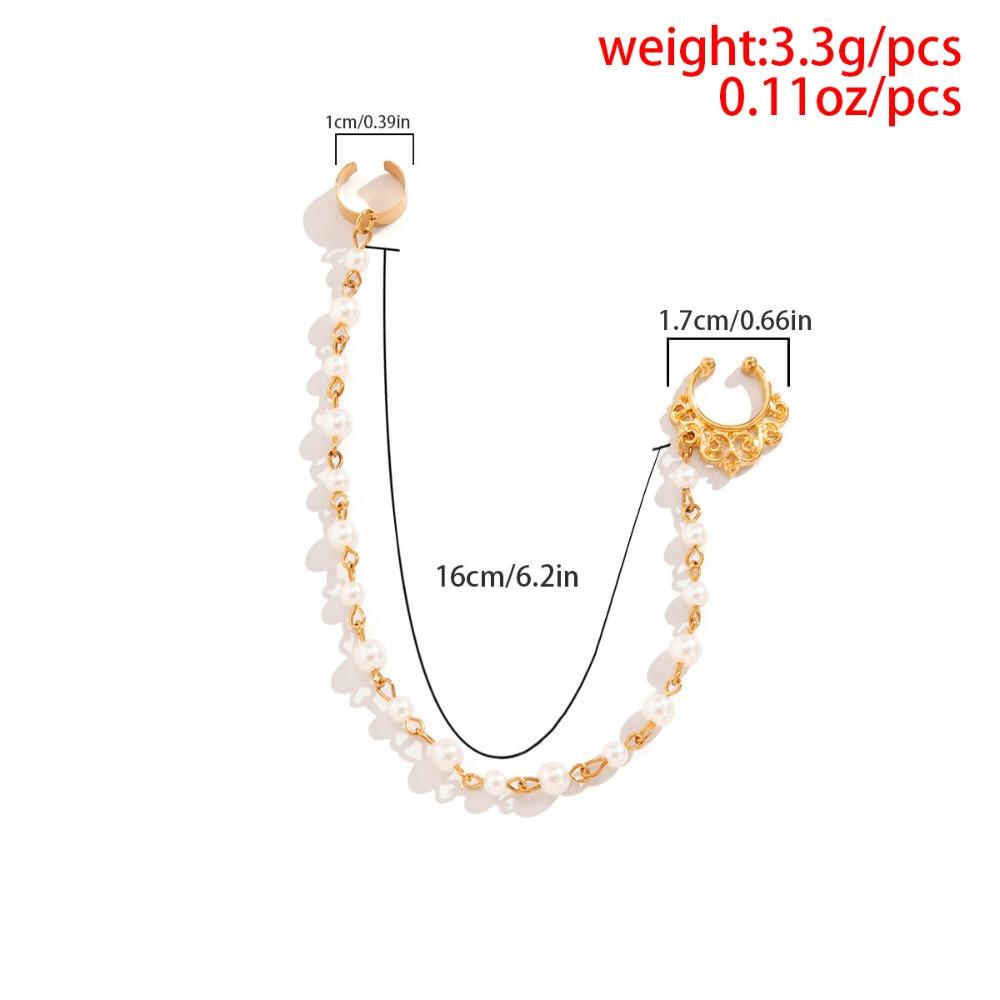 Fashion Piercing Jewelry Women Nose Clip New Imitation Pearl Butterfly Tassel Chain