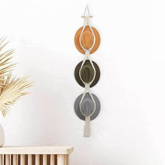 Hat Hanger Easy Installation Elegant Bohemian Style Handwoven Cotton Rope Hat Hanging Rack for Home Room