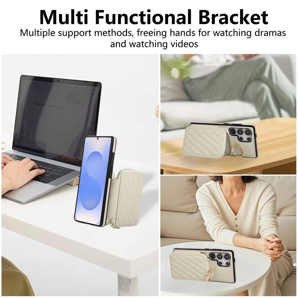 Кошелек-чехол через плечо для Samsung Galaxy S23/S22/S21/S20 Ultra/S10 Plus/Note 10/Note 20 Ultra, Чехол-книжка на молнии с отделениями для карт