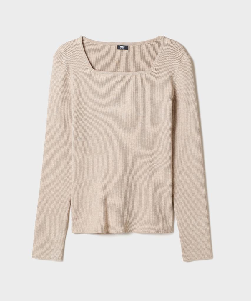 SPAO [Мягкая пряжа] Женский квадратный вырез Вязаный_Spkwg49W02