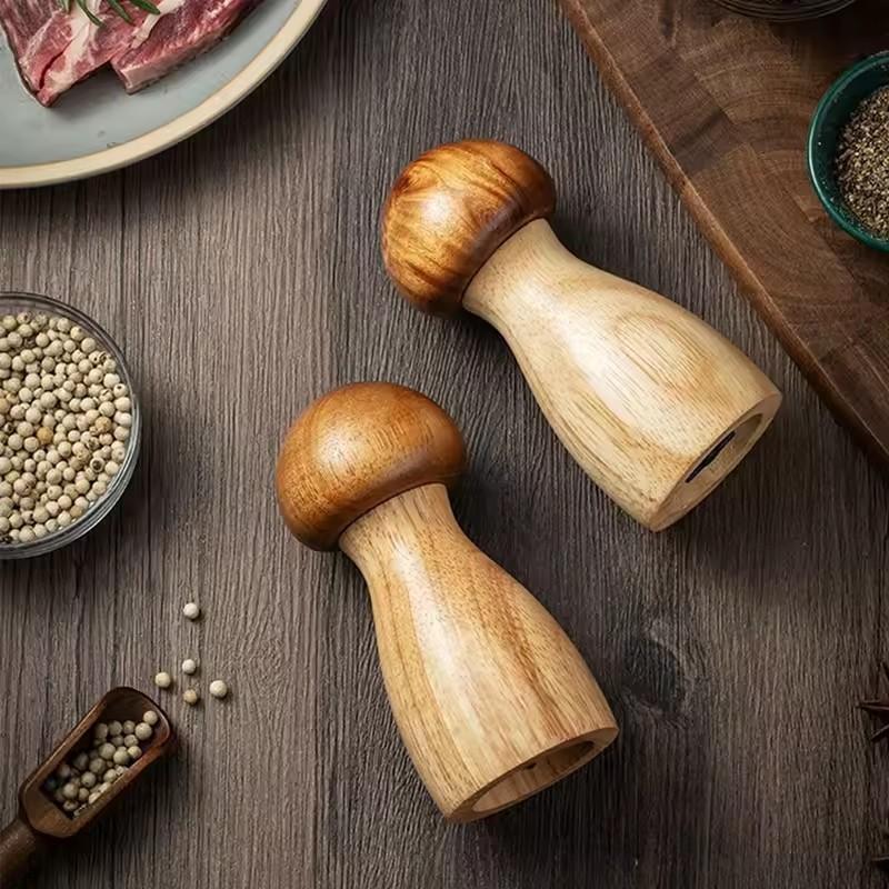 Многофункциональная мельница для перца из грибов, мельница для перца из цельного дерева, набор для измельчения морской соли и черного перца, кухонные гаджеты