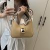 Color Solid Simple Gold Buckle Decoration Women Casual Shoulder Bag Daily For