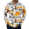 Spring and Autumn Round Neck Halloween 3D Printed Top Fashionable Casual Long Sleeved Men's T-shirts