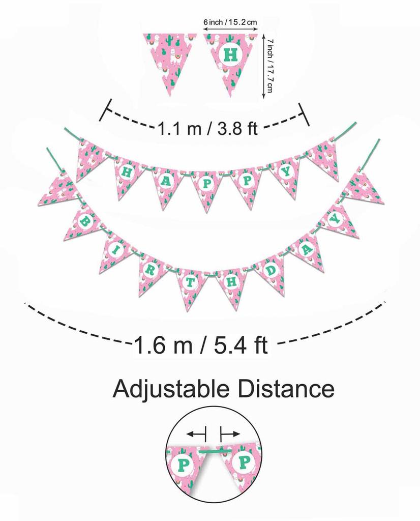 Inkdotpot Birthday Party Decorations Happy Birthday Party Garland Baby Girls Stripe Pennant Banner