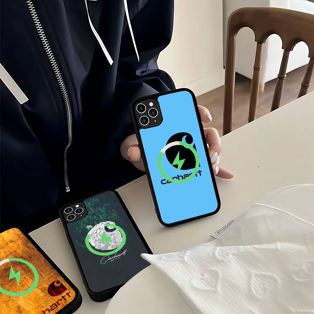 C-CarharttS Логотип Черный Для Магнитного Чехла Телефона Для IPhone 16 15 17 Pro Max 11 12 13 14 Plus Чехол