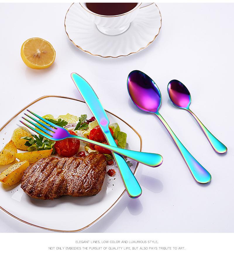 Light Luxury Stainless Steel Knife, Fork and Spoon 48 Pieces Gift Golden Wooden Box Set Hotel Western-style Tableware