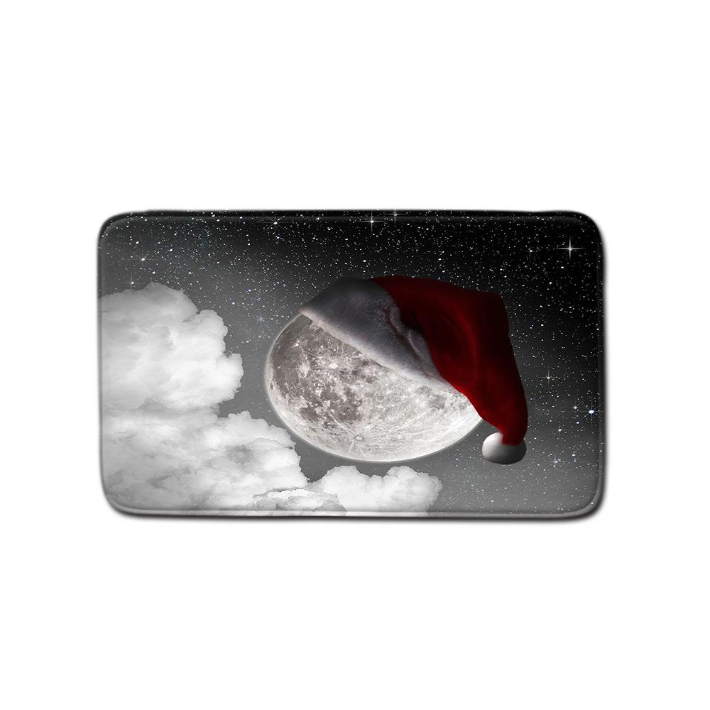 Christmas Shower Curtain Floor Mat Combination Four-Piece Set Bathroom Toilet Carpet Shower Room Mat Foot Mat