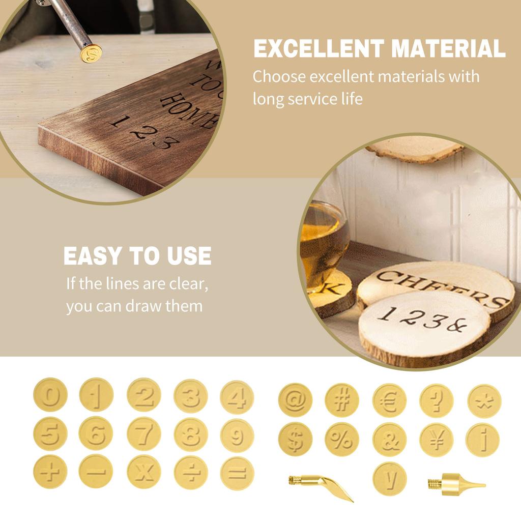 Набор для выжигания по дереву / резьбы по дереву из 28 предметов, паяльник с буквами, DIY-инструменты, шаблон алфавита и цифры для тиснения и резьбы по дереву