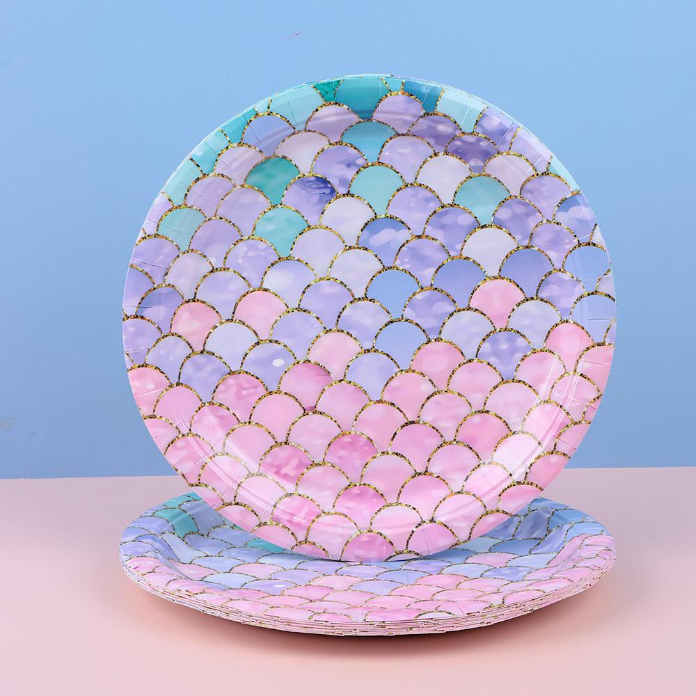 Birthday Decoration Supplies Paper Plate Disposable Tableware Set Little Mermaid Party Paper Cup