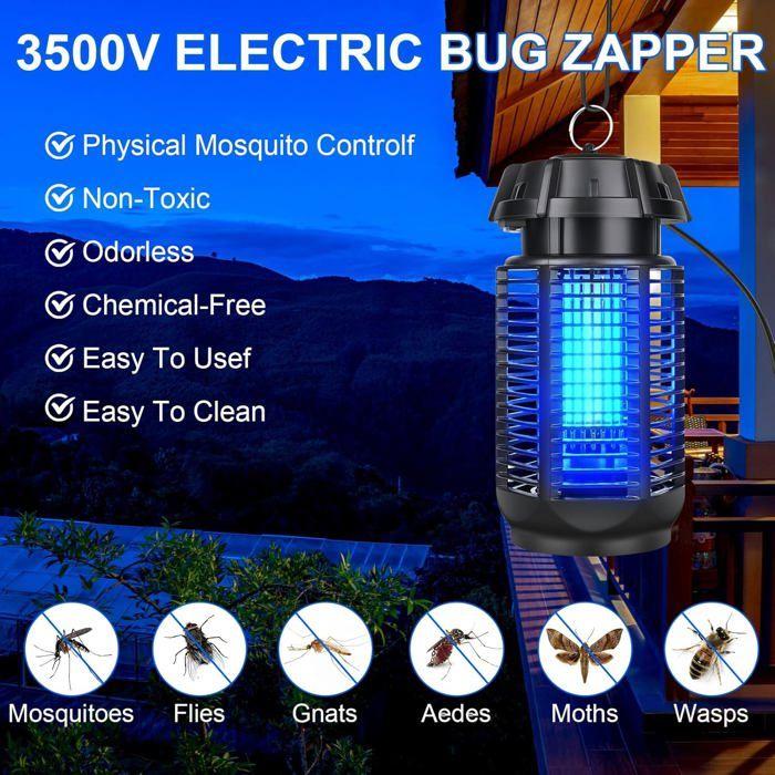 Lampe anti-moustique UV 20W 3500V – 50–80 m², IPX4, sans produits chimiques