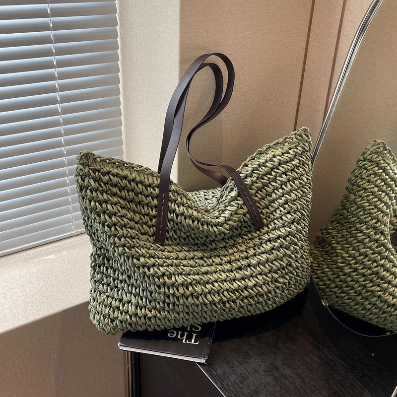 Premium Texture Woven Bag Women's 2025 New Straw Woven Large-capacity Versatile Shoulder Bag Fashionable Commuter Tote Bag