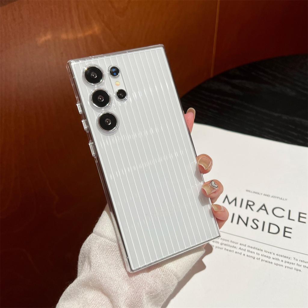 Corrugated Pattern Suitable for Samsung S24 S25 Ultra Mobile Phone Case Metal Button S23 Matte PC Hard Breathable Heat Dissipation