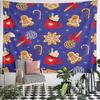 Blue Hot Cocoa Gingerbread Tapestry Wall Hanging Christmas Drink Decor for Bedroom Living Room Winter Gift