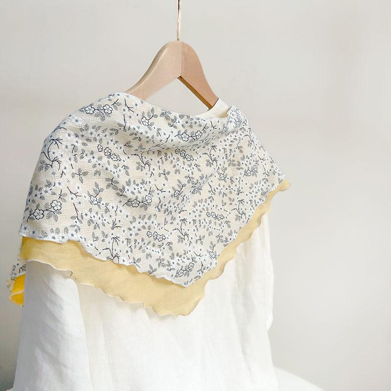 Double Layer Triangle Scarf Women Cotton Linen Scarves Solid Color Scarf Small Shawl Korean Version Shawl All-match Decorative