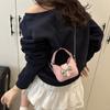 Pu Leather Bow Buckle PU Bag Mini Women's Shoulder Bag Simple Silver Bucket Bag  Women