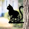 Metal Contour Cat Silhouette Garden Stake Metal Yard Art Garden Tree Decorations Backyard Garden Patio Outdoor Decoration
