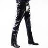 Men's Korean Style Slim Fit Motorcycle Leather Pants - Fleece-Lined, Skinny, Elastic, Spring/Autumn Trend