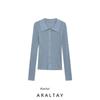Araltay New Arrival Fashion Style Women's Fashion All-Match Metal Color Line Knitting Polo Shirt Tops 2142129