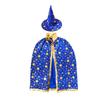 Halloween Cosplay Wizard Cape For Kids With Dazzling Star Pattern And Hat