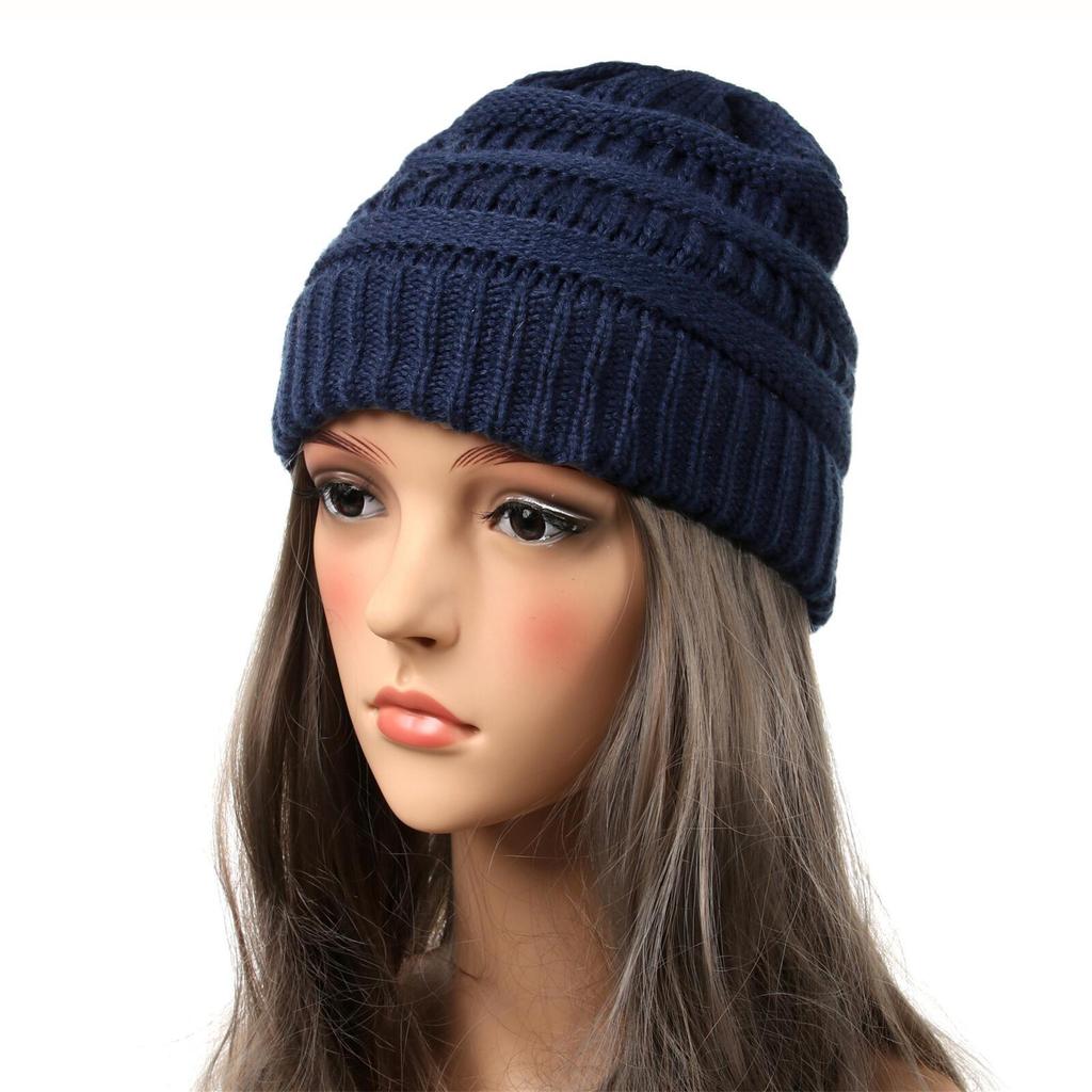 New Autumn And Winter Wool Cap European And American Women's Capped Cap Warm Knitted Cap Simple Solid-Coloured Cap