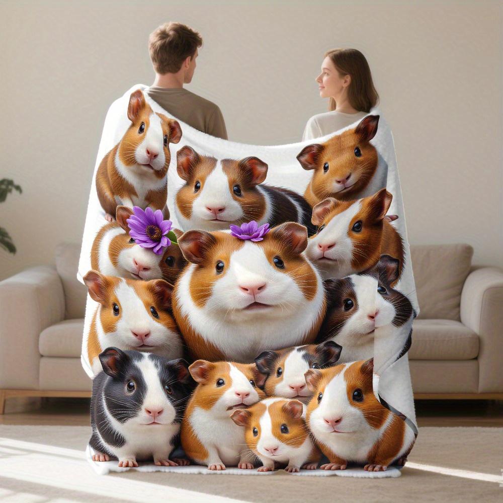 Rabbit fur flower pattern Flannel printed blanket suitable for all seasons suitable for living room office sofa and travel