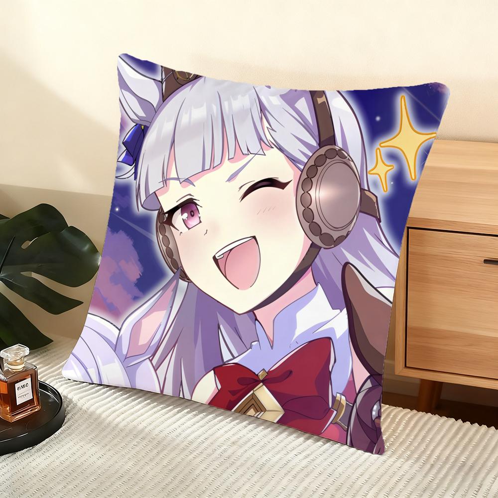 U-Umamusume Cushion Cover Soft Short Plush Pillow Cover Smooth Cozy Texture Aesthetic Cushion Case Home Decor