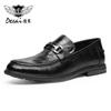 Desai One-Pedal Soft Soled Business Dress Leather Shoes Retro Horse Buckle Loafers Work Daily Mens Shoes