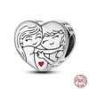 100% Copper Heart Shaped Warm Family Charm Beads Fit Qikaola Original Bracelets Fine Diy Mother'S Day Jewelry Gifts