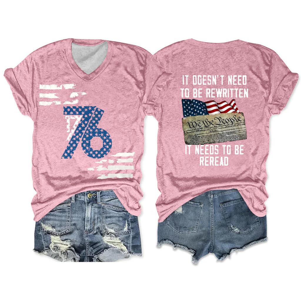 Женская футболка, повседневный свободный пуловер с v-образным вырезом и короткими рукавами с принтом