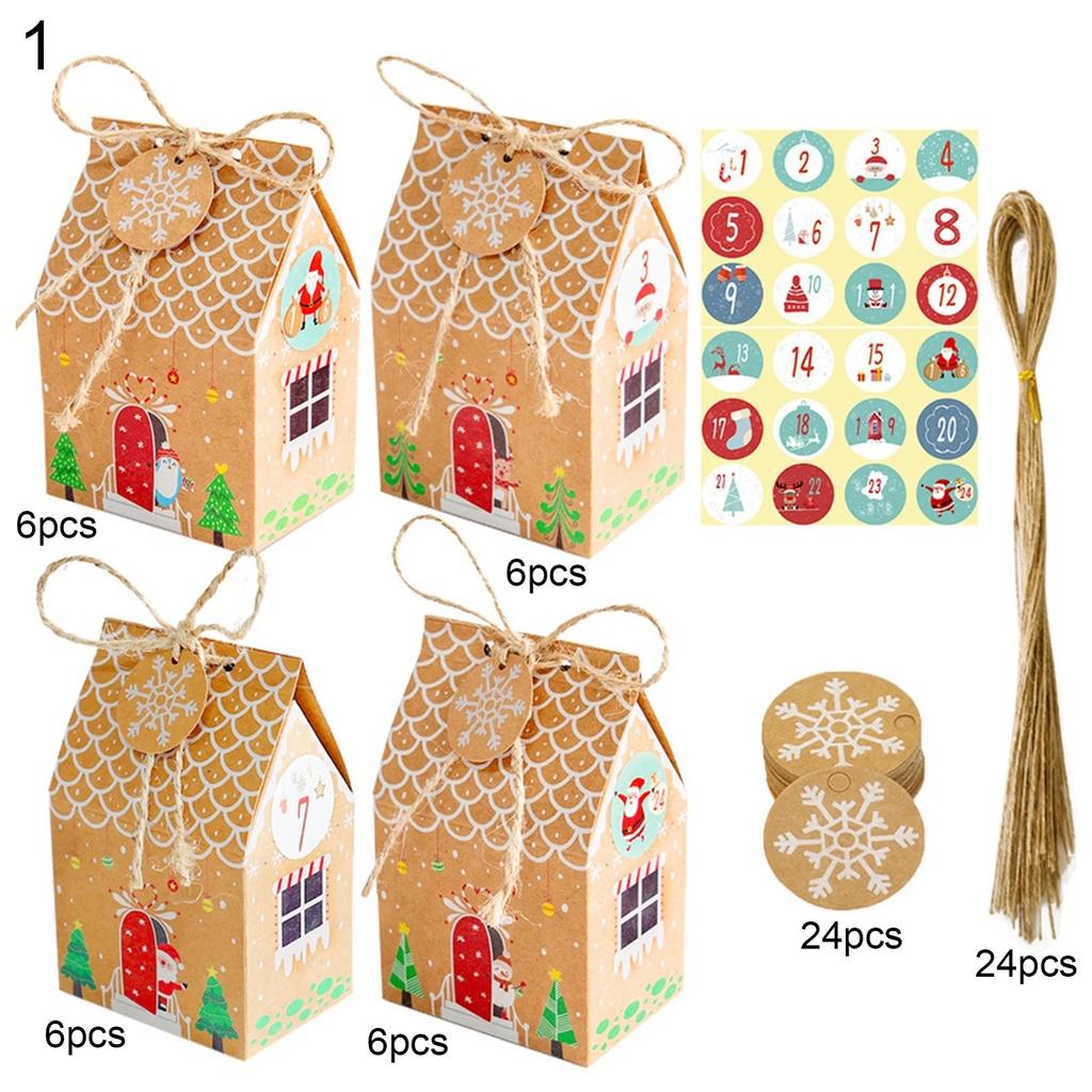 24 шт./набор подарочных коробок для рождественской вечеринки, подарочный пакет из рождественской бумаги, подарочные коробки из крафт-бумаги для рождественской вечеринки