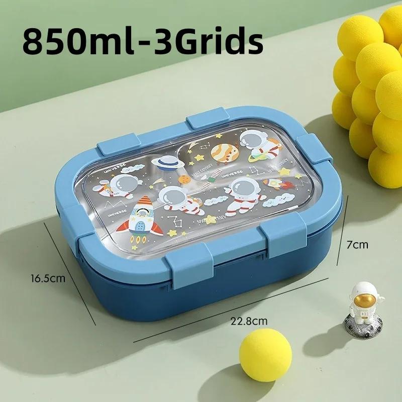 Мультяшный ланч-бокс из нержавеющей стали, многосекционный ланч-бокс бенто с ложкой и вилкой, герметичный ланч-бокс для хранения продуктов