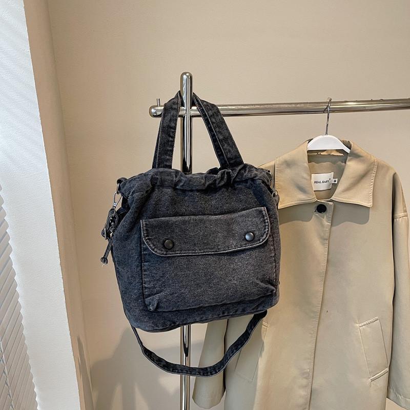Вместительная джинсовая парусиновая сумка через плечо на одном плече, повседневная модная сумочка