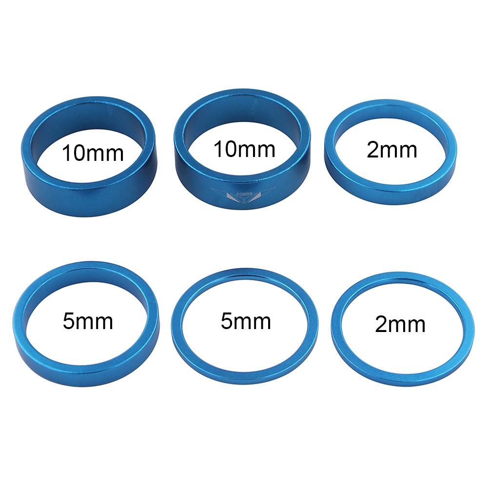 6Pcs Bike Front Fork Washer Set Aluminum Alloy Bicycle Headset Spacer Ring Bike Headset Stem Spacers Kit Biking Accessories