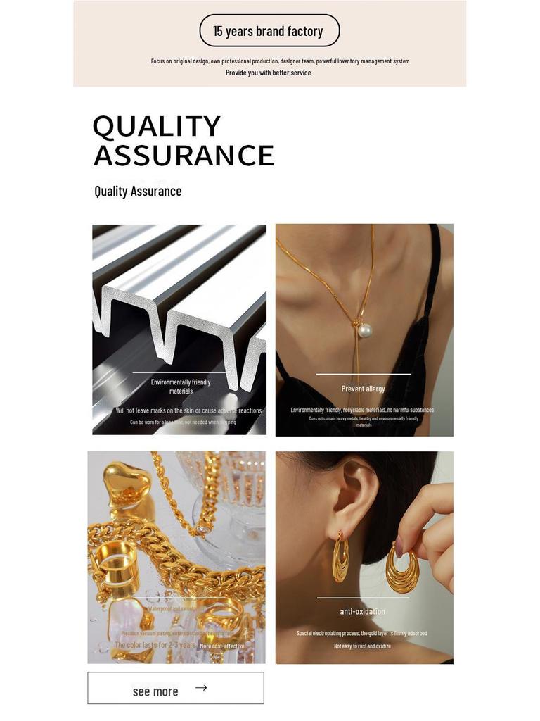 Four-Pointed Star Cat's Eye Stone Pendant & Seashell Ring Titanium Steel Clavicle Chain Set