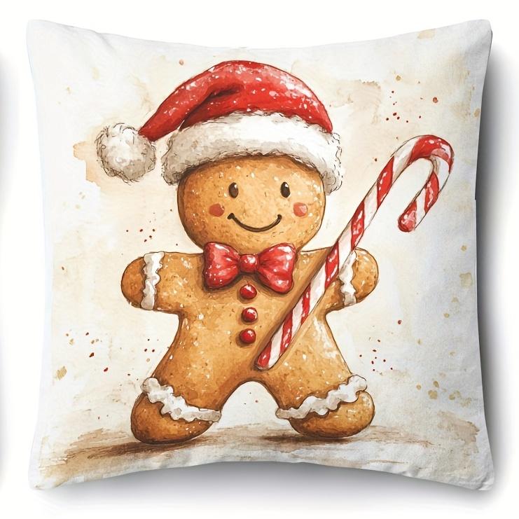 Набор мультяшных подушек в виде рождественского пряничного человечка - Декор для офиса, крыльца, двора, дивана, гостиной, улицы (Без наполнителя)