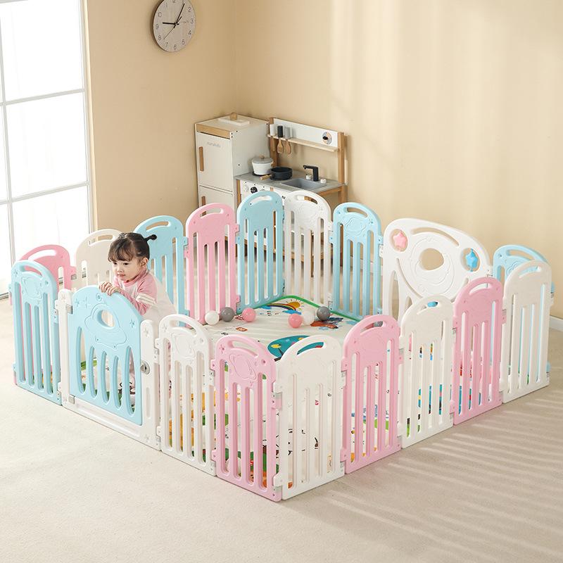 Детский безопасный манеж с ковриком для ползания в помещении и защитой от падений