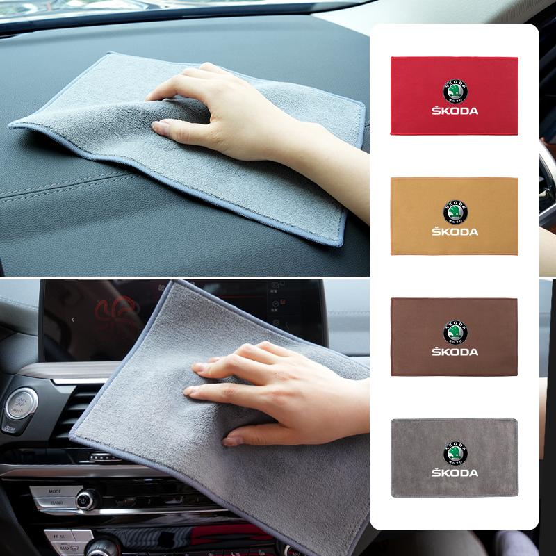 2025 New Car Wash Towel Soft Cleaning Rag Cloth Auto Cleaner Tools For Skoda Octavia Superb Rapid Kodiaq Karoq Fabia Kamiq Rooms
