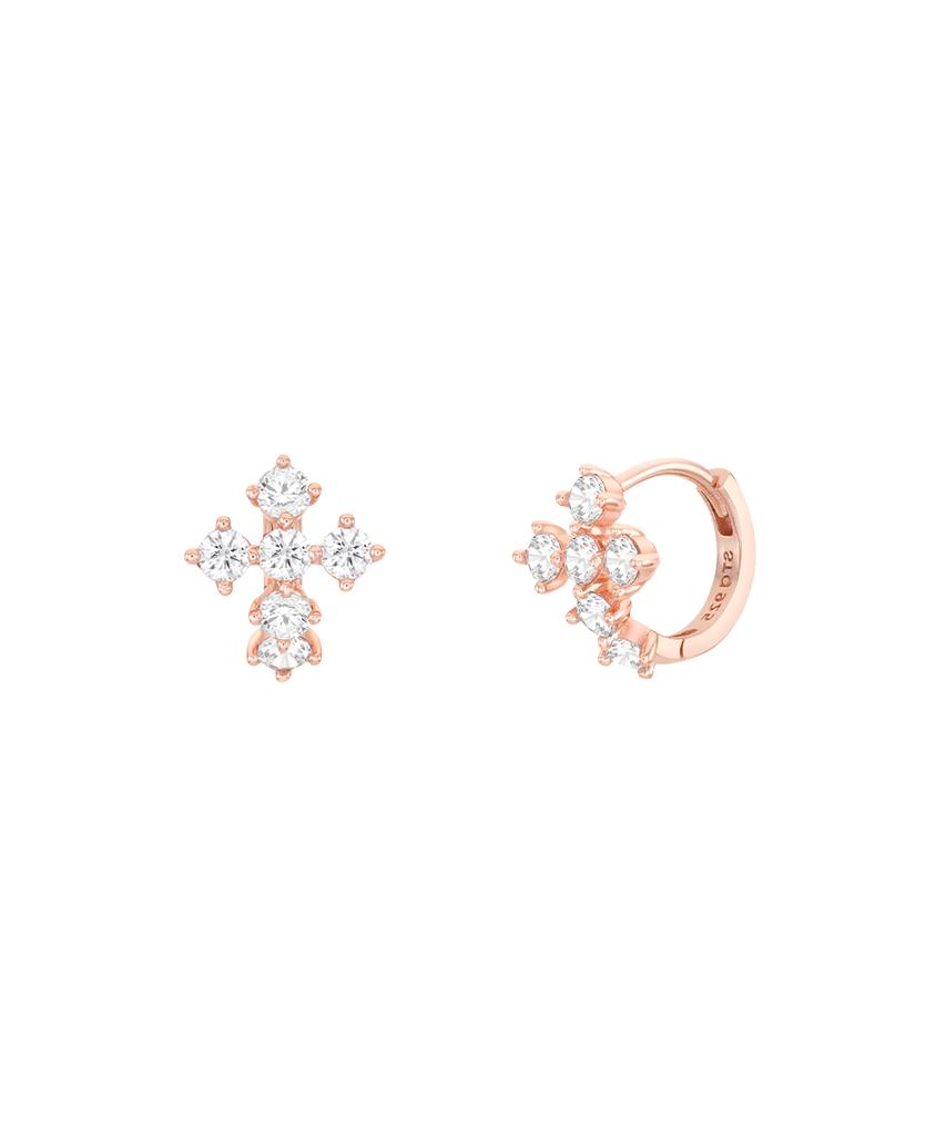 Серьги-кольца Stonehenge Silver Cross Cubic One-Touch Sc26B24A