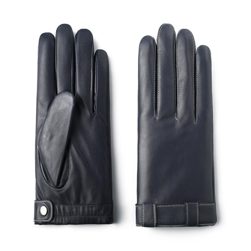 Leather Gloves for Men In Autumn and Winter Washing Leather PU Plus Velvet Warm Driving Motorcycle Touch Screen
