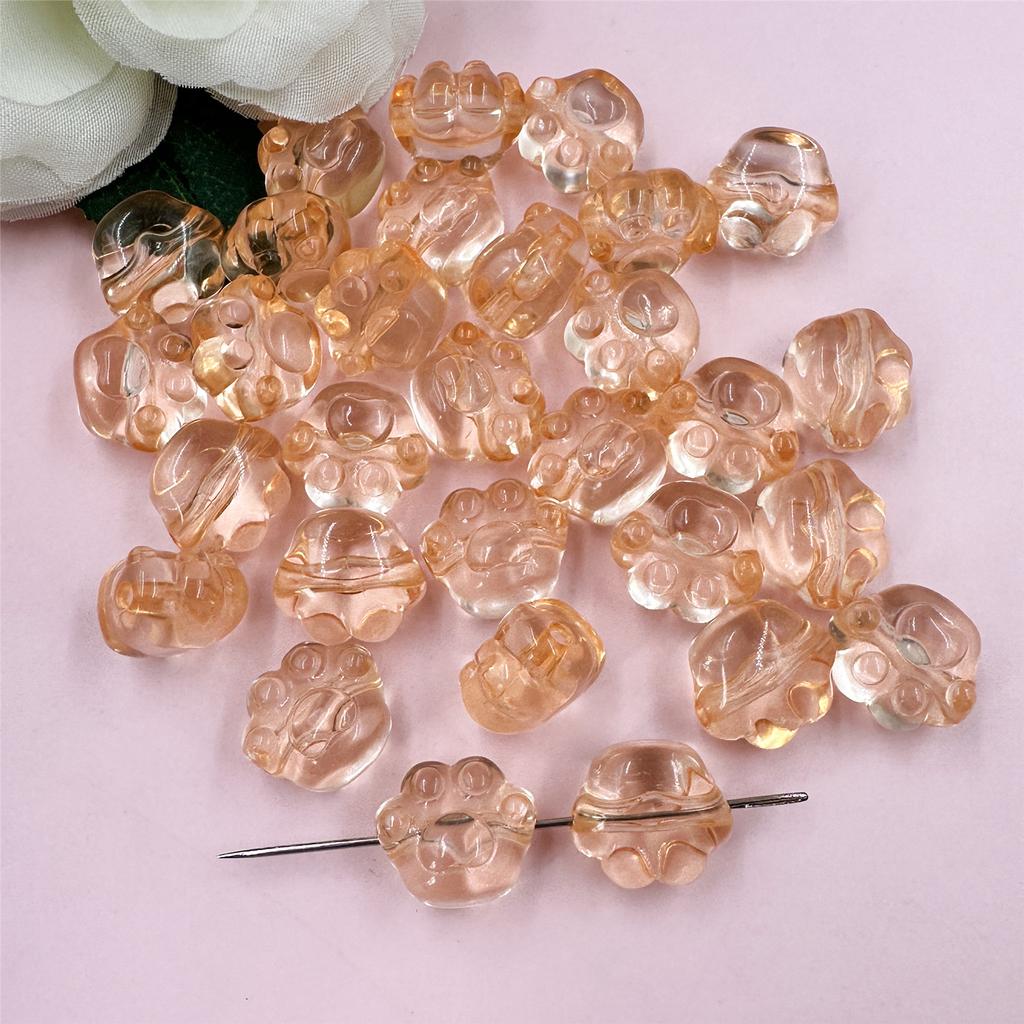 Home Party Supplies Jewelry Crystal Bear Paw Straight Gole Cartoon 30PCS/Bag Beaded Children's Bracelet DIY Transparent Pendant 18 * 17mm