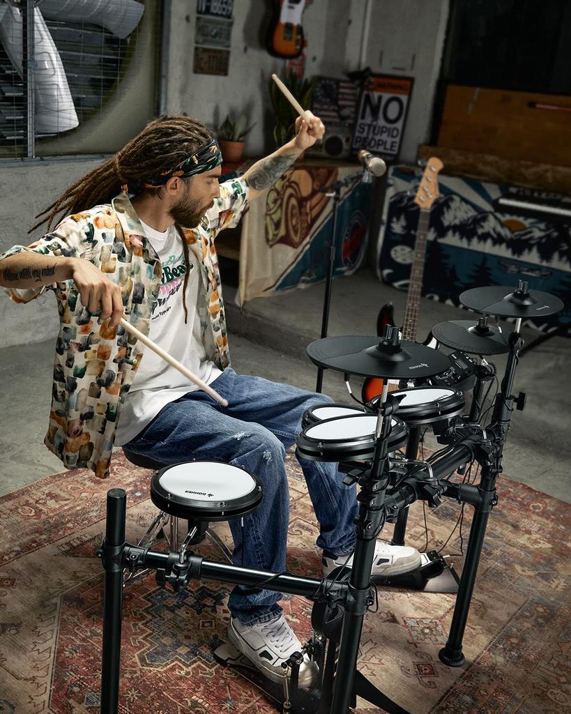 Donner Electronic Drum Sound 450 50 Demo MIDI Audio Sloan Headphones Home Practice 4 Set, Mesh, Foldable, Deadening, Tones, Songs, Function,