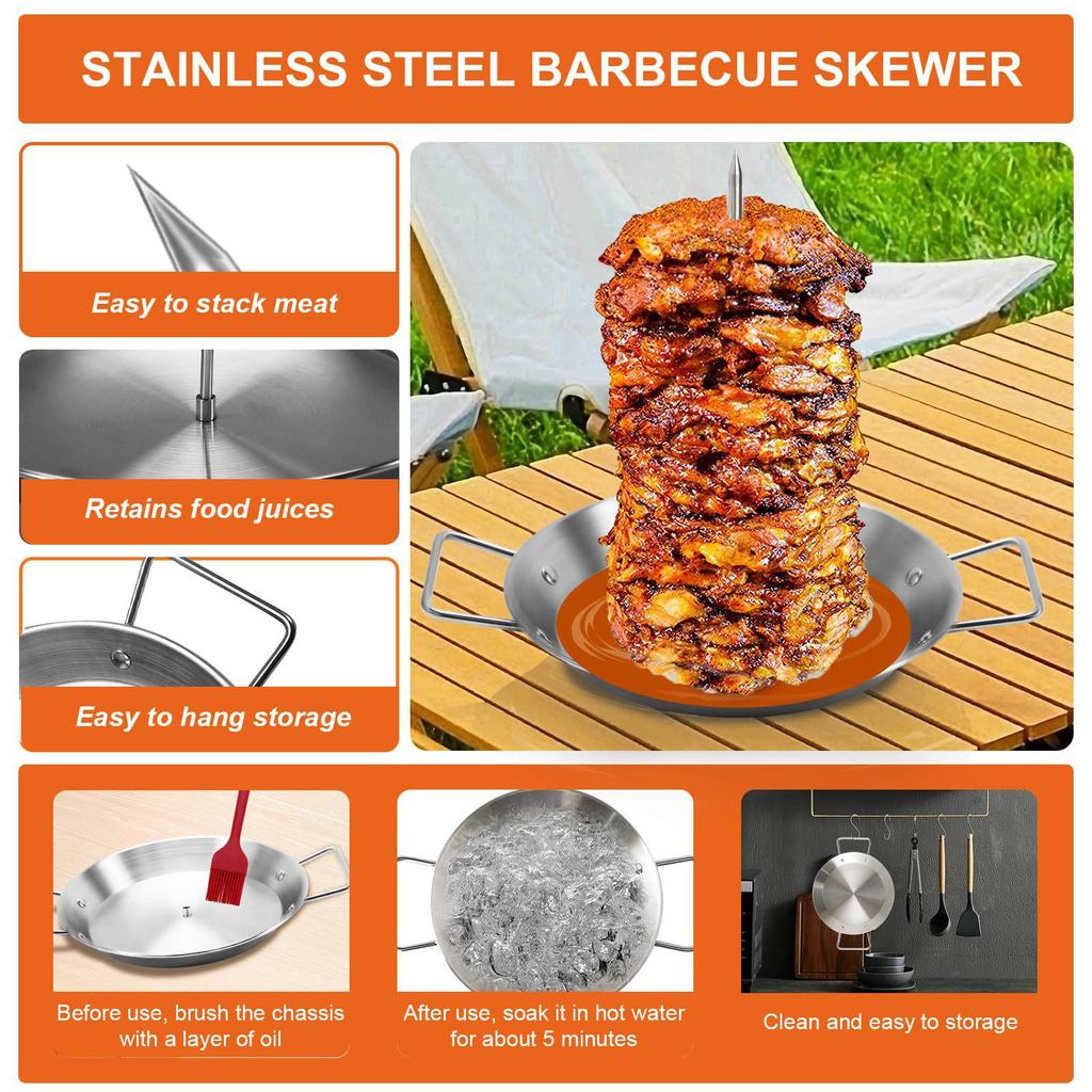 Stainless Steel Vertical BBQ Pot Set: 3 Removable Brackets, Gloves, Oil Bottle, Brush & Hooks